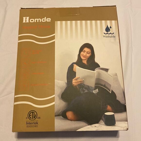 Homde Washable Heated Navy Throw Blanket 50x60 inches NWT - Picture 1 of 8